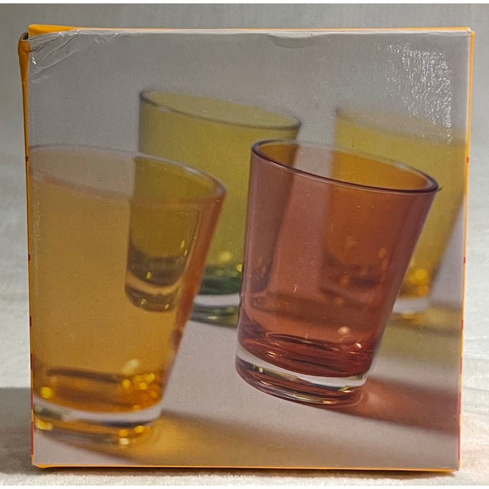 Liquid Color Double Old Fashioned Glass Set 4 14oz Multicolor Barware Tumblers